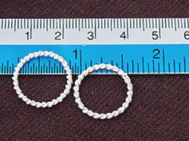 925 Sterling Silver Twisted Circle Links, Connectors 18 mm.