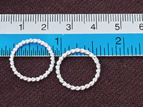 2 of 925 Sterling Silver Twisted Circle Links, Connectors 18 mm.