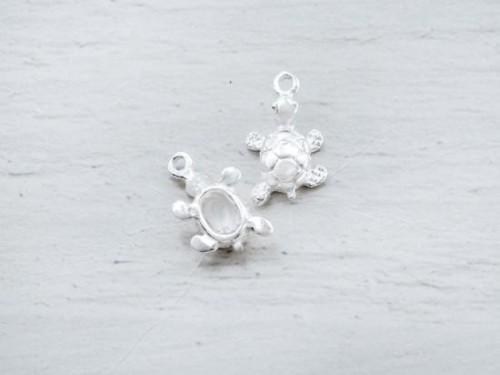 2 of 925 Sterling Silver Turtle Charms 8x10 mm.