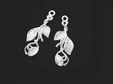 925 Sterling Silver Leaf Branch Charms 9x21 mm.