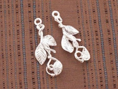 925 Sterling Silver Leaf Branch Charms 9x21 mm.