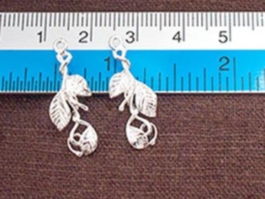 925 Sterling Silver Leaf Branch Charms 9x21 mm.