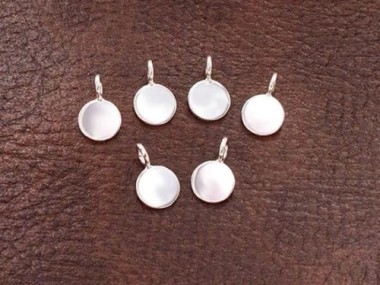 925 Sterling Silver Round Disc Tag Charms 6mm.