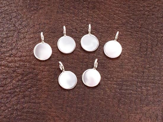 6 of 925 Sterling Silver Round Disc Tag Charms 6mm. Polish Finished