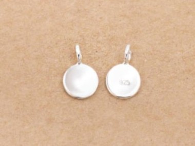 925 Sterling Silver Round Disc Tag Charms 6mm.