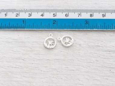 925 Sterling Silver Palm Tree Charms 10mm . , Polish Finished.