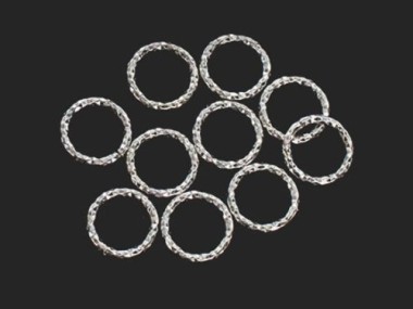 10 of 925 Sterling Silver Diamond Cut Circle Links, Connectors 8mm.