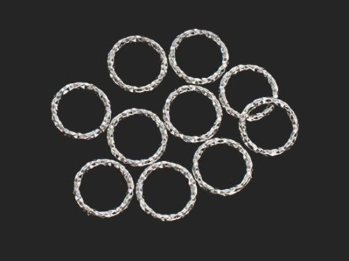 10 of 925 Sterling Silver Diamond Cut Circle Links, Connectors 8mm.