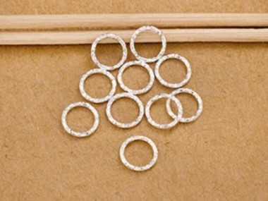 925 Sterling Silver Diamond Cut Circle Links, Connectors 8mm.