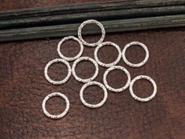 925 Sterling Silver Diamond Cut Circle Links, Connectors 8mm.