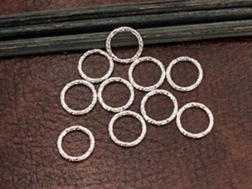 10 of 925 Sterling Silver Diamond Cut Circle Links, Connectors 8mm.