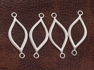 925 Sterling Silver Marquise Drop Links, Connectors 11x21mm.