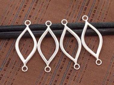 925 Sterling Silver Marquise Drop Links, Connectors 11x21mm.