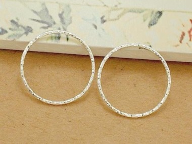 925 Sterling Silver Diamond Cut Circle Links, Connectors 20x1 mm.