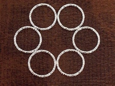 925 Sterling Silver Diamond Cut Circle Links, Connectors 12x1 mm.