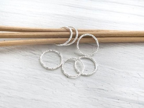 6 of 925 Sterling Silver Diamond Cut Circle Links, Connectors 12x1 mm.