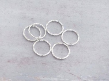 925 Sterling Silver Diamond Cut Circle Links, Connectors 12x1 mm.