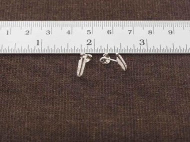 925 Sterling Silver Tiny Feather Stud Earrings 3x12.5mm.