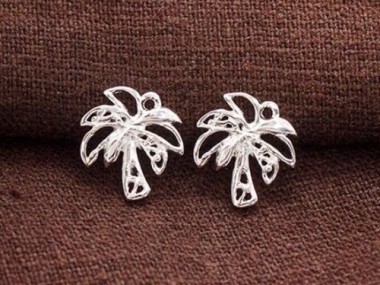 925 Sterling Silver Palm Tree Charms 12x13mm . , Polish Finished.