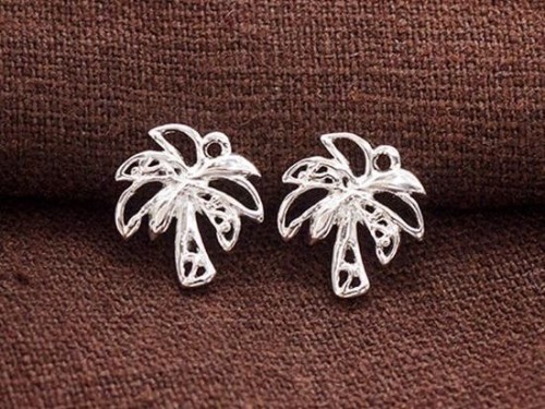 2 of 925 Sterling Silver Palm Tree Charms 12x13mm . , Polish Finished.