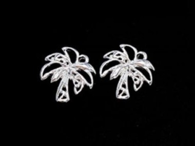 925 Sterling Silver Palm Tree Charms 12x13mm . , Polish Finished.