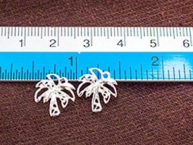 925 Sterling Silver Palm Tree Charms 12x13mm . , Polish Finished.