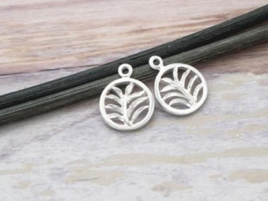 925 Sterling Silver Palm Branch Charms 11.5mm . , Polish Finished.