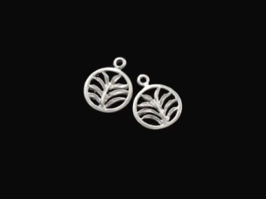 925 Sterling Silver Palm Branch Charms 11.5mm . , Polish Finished.