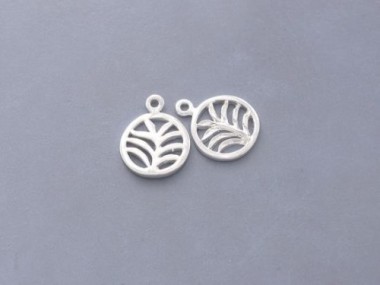 925 Sterling Silver Palm Branch Charms 11.5mm . , Polish Finished.