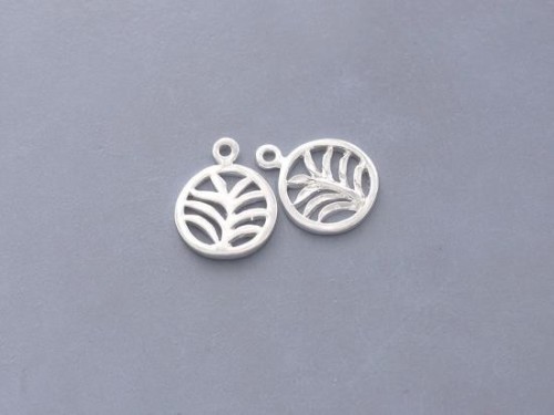 2 of 925 Sterling Silver Palm Branch Charms 11.5mm . , Polish Finished.