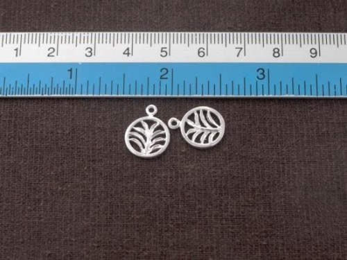 2 of 925 Sterling Silver Palm Branch Charms 11.5mm . , Polish Finished.