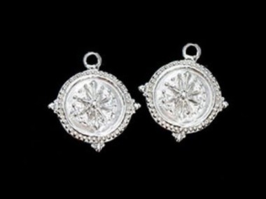 925 Sterling Silver Compass Printed Charms 13mm.