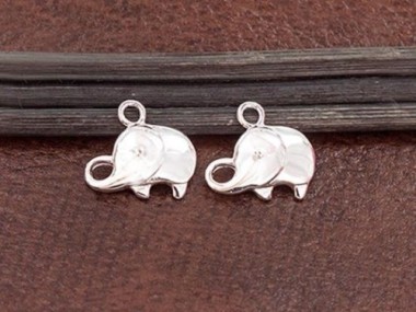 2 of 925 Sterling Silver Elephant Charms 8x12 mm.