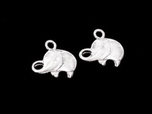 2 of 925 Sterling Silver Elephant Charms 8x12 mm.