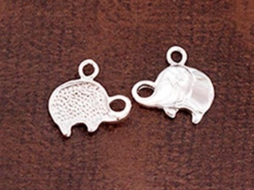 2 of 925 Sterling Silver Elephant Charms 8x12 mm.