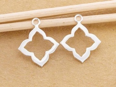 925 Sterling Silver Moroccan Style Flower Charms 15 mm.