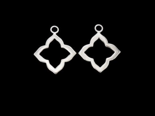 2 of 925 Sterling Silver Moroccan Style Flower Charms 15 mm. Polish Finished