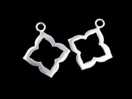 2 of 925 Sterling Silver Moroccan Style Flower Charms 15 mm. Polish Finished