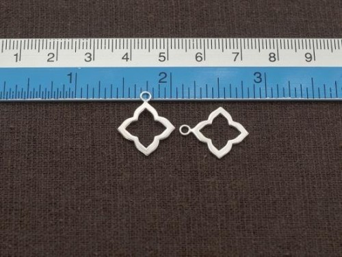 2 of 925 Sterling Silver Moroccan Style Flower Charms 15 mm. Polish Finished