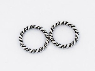 925 Sterling Silver Twisted Circle Links, Connectors 15 mm.