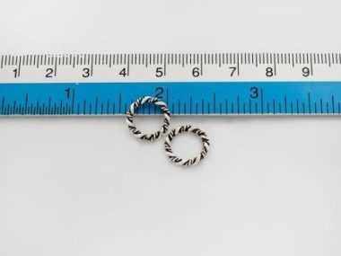 925 Sterling Silver Twisted Circle Links, Connectors 12 mm.