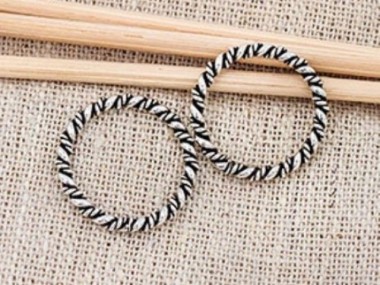 925 Sterling Silver Twisted Circle Links, Connectors 18 mm.O