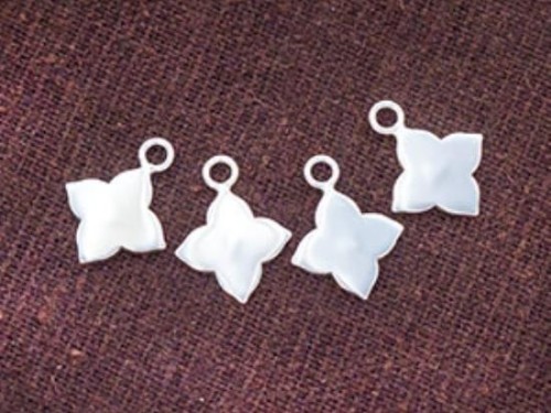 4 of 925 Sterling Silver Flower Charms 11mm.