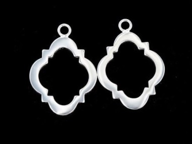 925 Sterling Silver Moroccan Style Drop Pendants 16x20 mm.