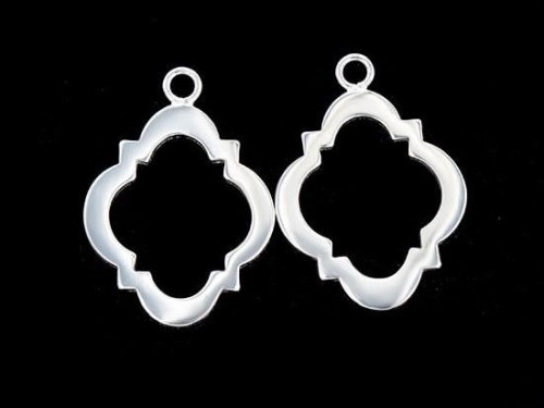 2 of 925 Sterling Silver Moroccan Style Drop Pendants 16x20 mm. Polish Finished