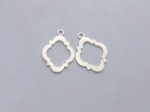 2 of 925 Sterling Silver Moroccan Style Drop Pendants 16x20 mm. Polish Finished