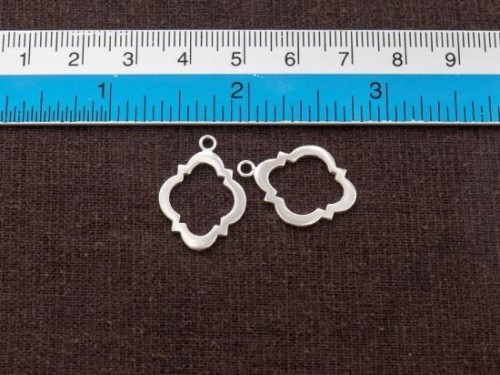 2 of 925 Sterling Silver Moroccan Style Drop Pendants 16x20 mm. Polish Finished