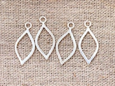 925 Sterling Silver Marquise Drop Charms 9x18mm.