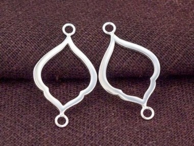 2 of 925 Sterling Silver Moroccan Style Drop Links, Connectors 15x20 mm. Polish Finished