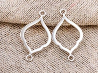 925 Sterling Silver Moroccan Style Drop Links, Connectors 15x20 mm.